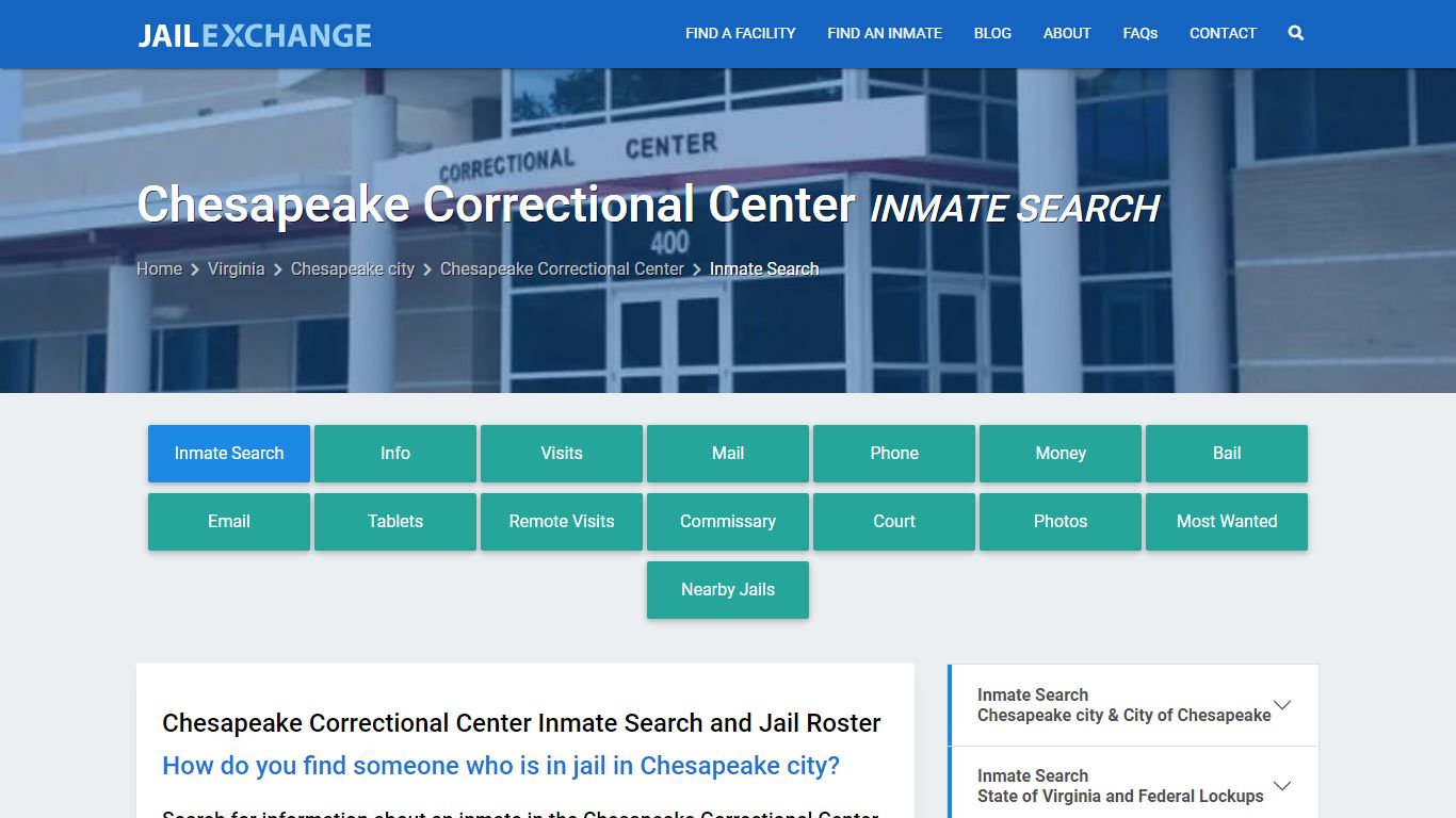 Chesapeake Correctional Center Inmate Search - Jail Exchange